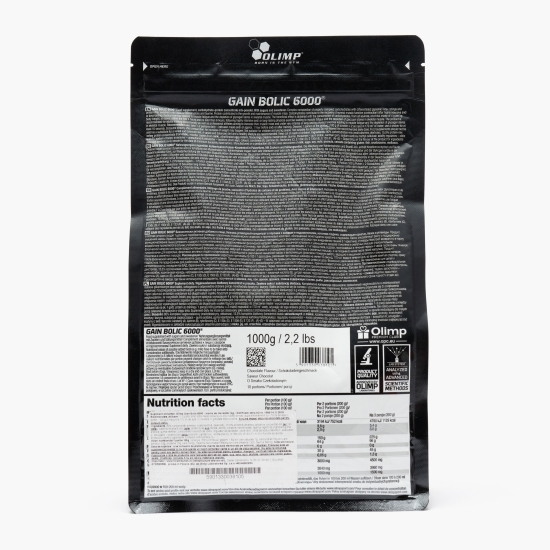 Gainer proteine Gain Bolic 6000, aromă ciocolată, 1kg