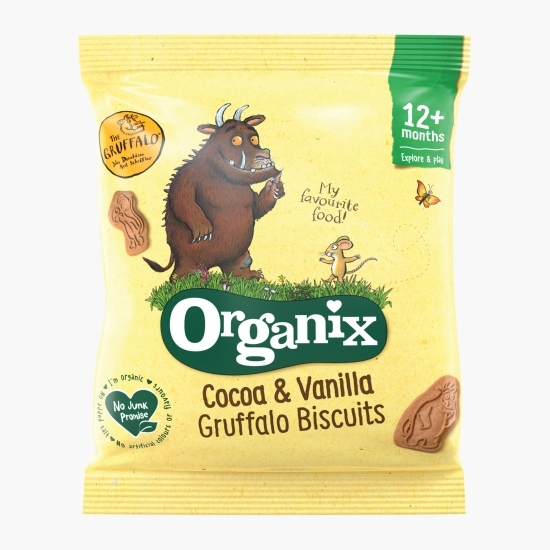 Biscuiți ecologici pentru copii, cu cacao și vanilie, 12+ luni, 100g