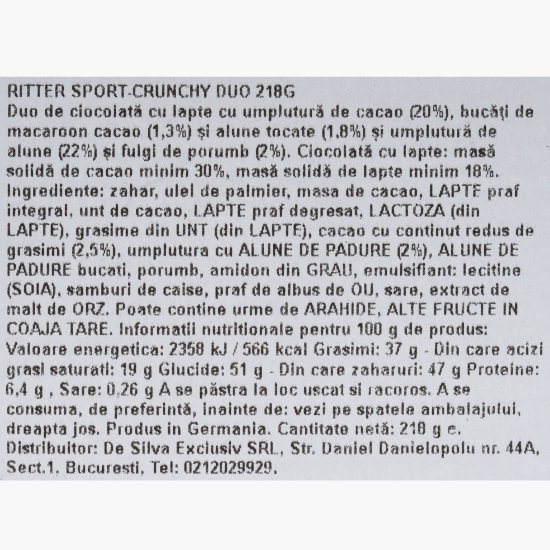 Ciocolată Crunchy Duo 218g