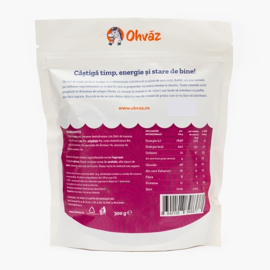 Granola cu caju, banane și caise, fără zahăr adăugat 300g