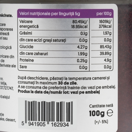 Pudră de afine eco, fără zahăr adăugat, 100g