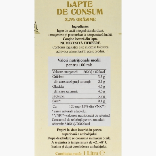 Lapte de consum 3.5% grăsime 1l
