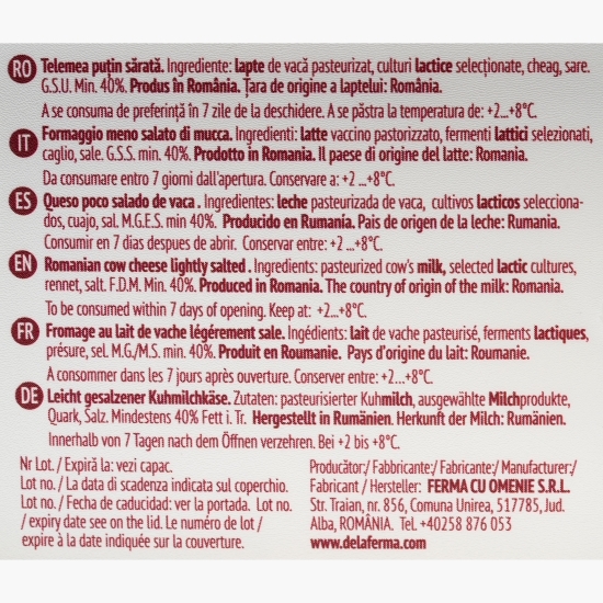 Telemea de vacă puțin sărată 800g