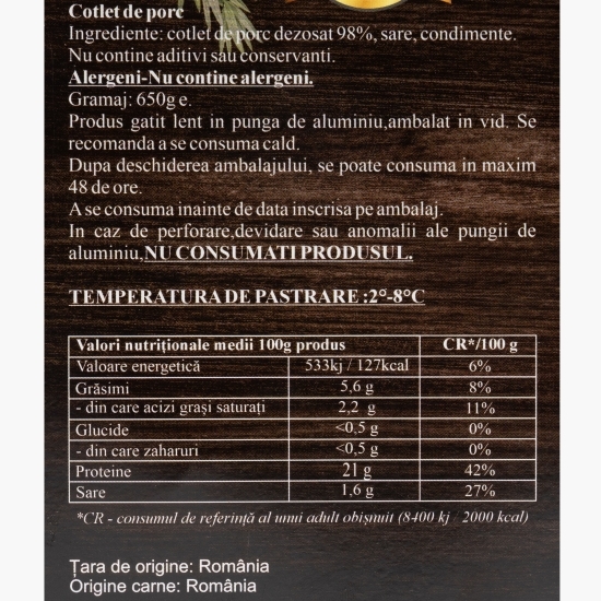Cotlet de porc gătit lent 650g