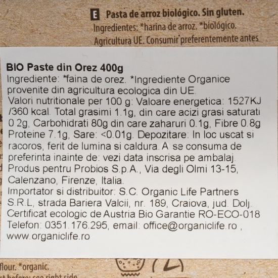 Paste din orez eco fără gluten 400g