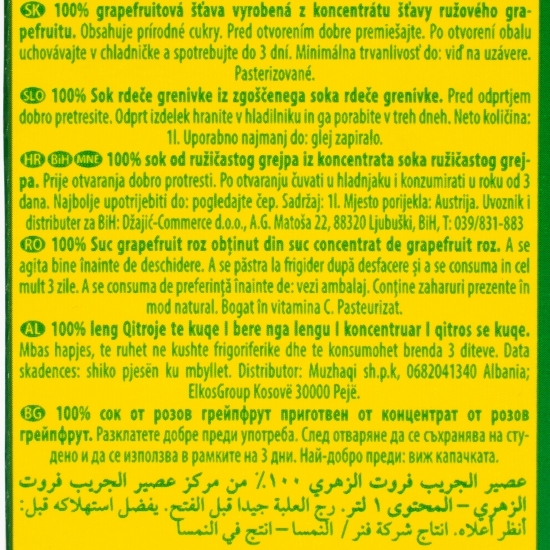 Suc de grepfrut roz 1l