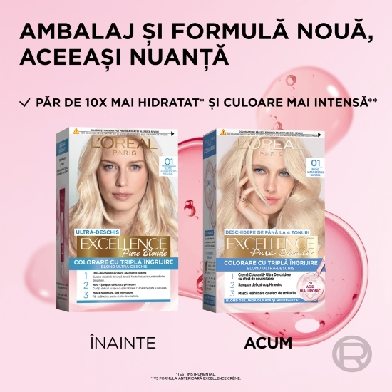 Vopsea de păr permanentă Pure Blone, 01 Blond ultra-deschis natural 192ml