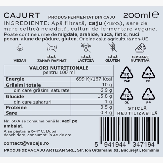 Produs fermentat de caju Cajurt 0.2l