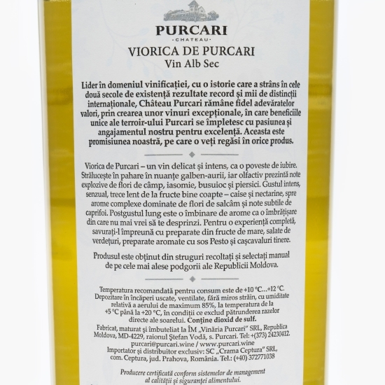 Vin alb sec Viorica Muscat Ottonel, 13%, 0.75l