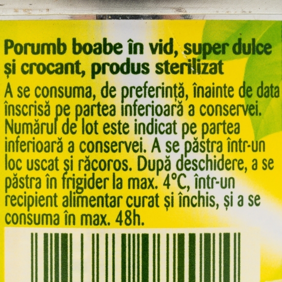 Porumb boabe dulce și crocant, fără zahăr 170g