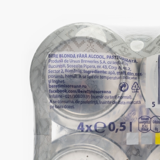Bere blondă fără alcool doză 4x0.5l 