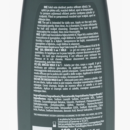 Gel de duș pentru bărbați 3 în 1 Wild 400ml 