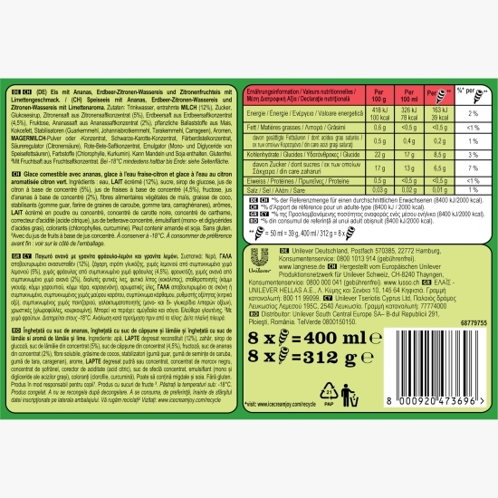 Înghețată Twister cu suc de fructe 8 x 50ml (8x39g)