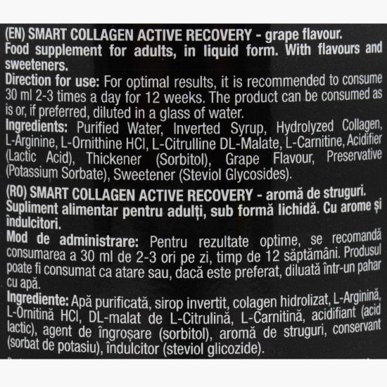 Colagen lichid Smart Collagen Active Recovery, aromă de struguri, 0.48l