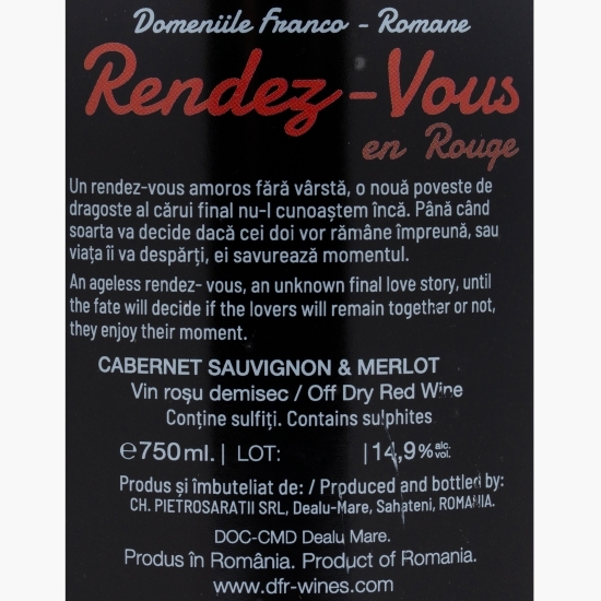Vin roșu demisec Rendez Vous, 14.9%, 0.75l