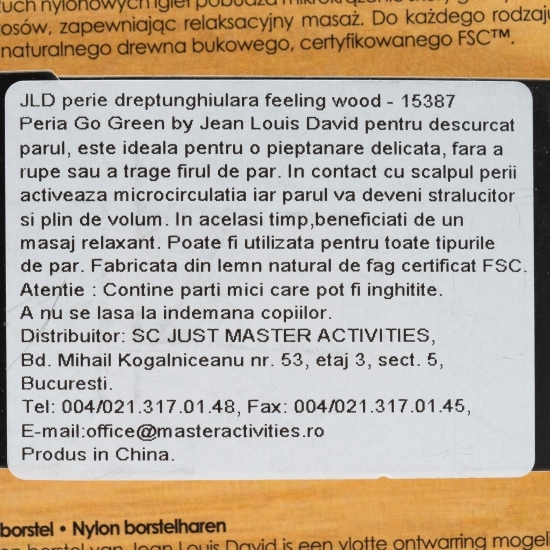 Perie dreptunghiulară pentru păr JLD Feeling Wood