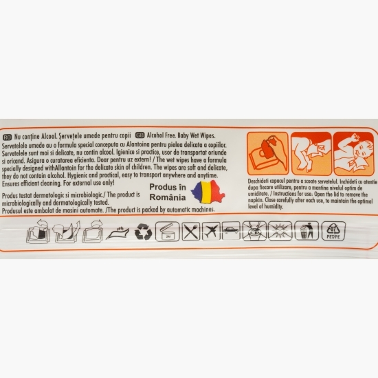 Șervețele umede pentru bebeluși, portocală, 100 buc