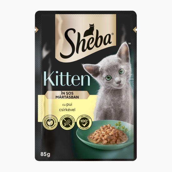 Hrană umedă pentru pisici junioare, 85g, cu pui în sos