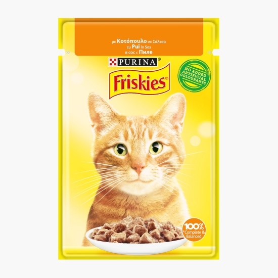 Hrană umedă pentru pisici adulte, 85g, cu pui în sos 