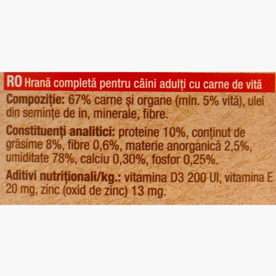 Hrană umedă pentru câini adulți, cu vită, 800g