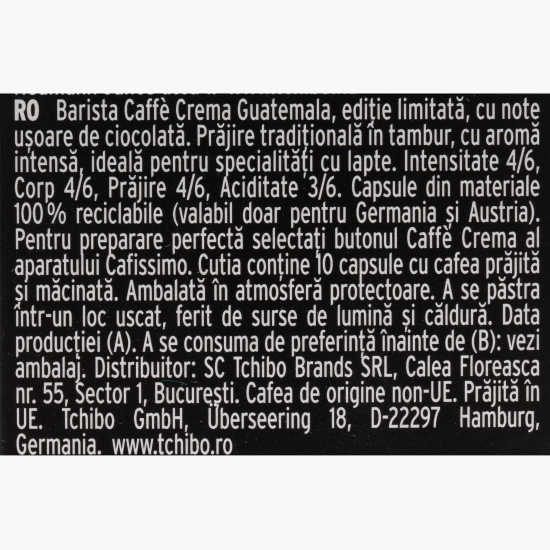 Cafissimo Barista Caffe Crema Guatemala, 10 băuturi, capsule cafea