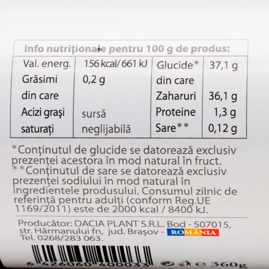 Dulceață de zmeură fără zahăr adăugat 360g