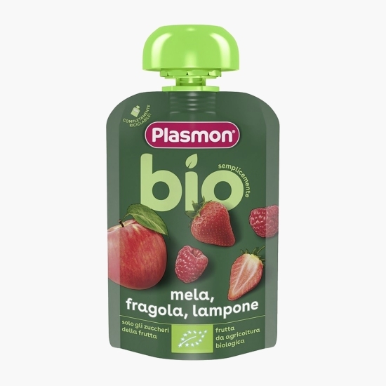Piure eco de căpșuni, zmeură și măr 100g