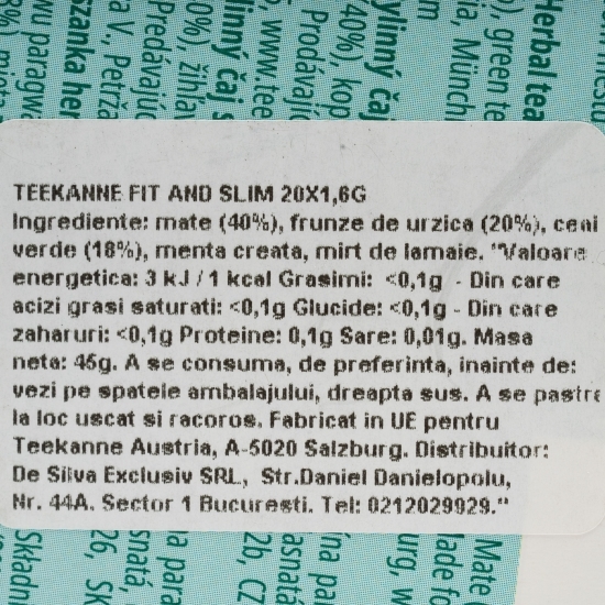 Ceai natural pentru slăbit Fit&Slim 20 plicuri x 1.6g