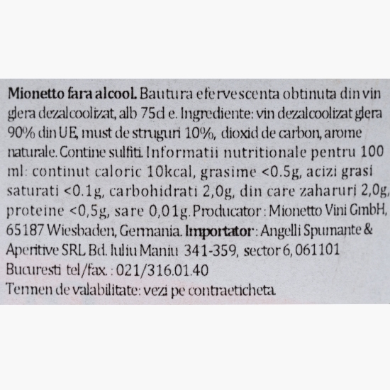 Băutură efervescentă obținută din vin dezalcoolizat, alb, 0.75l