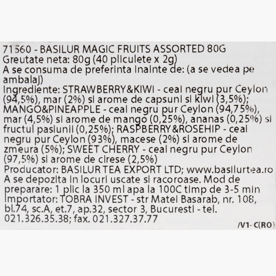 Ceai negru cu fructe asortat Magic Fruits, 40 plicuri