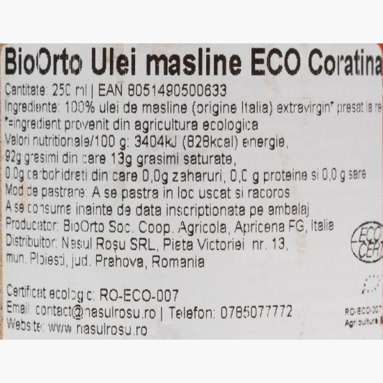 Ulei măsline extravirgin eco Coratina 250ml