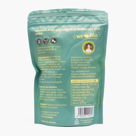 Granola eco cu orz verde și spirulină 200g