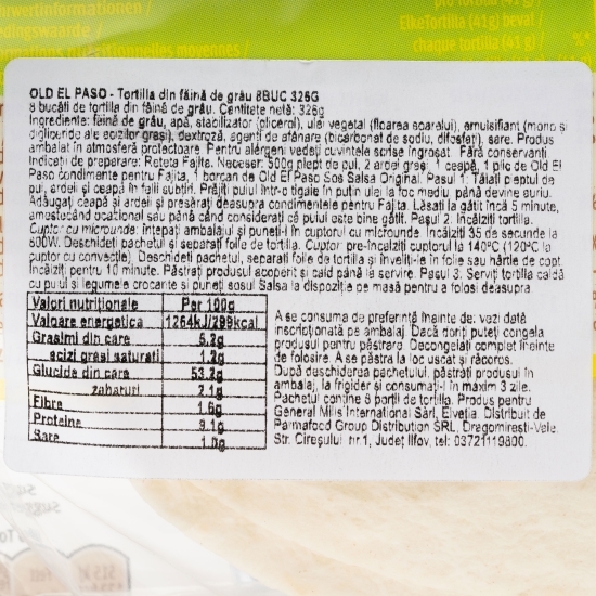 Tortillas din făină de grâu 8 buc 326g