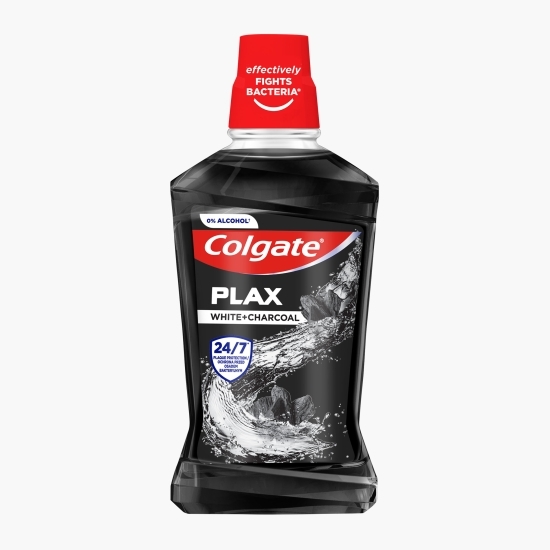 Apă de gură cu efect de albire Plax White+Charcoal, zero alcool, 0.5l
