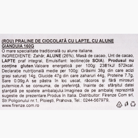 Praline de ciocolată cu lapte cu alune Gianduiotto 160g