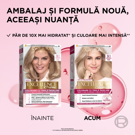 Vopsea de păr permanentă, 9.1 Blond foarte deschis cenușiu 192ml