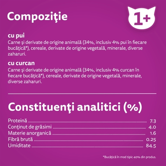 Hrană umedă pentru pisici adulte, 4x85g, carne de pasăre în sos 