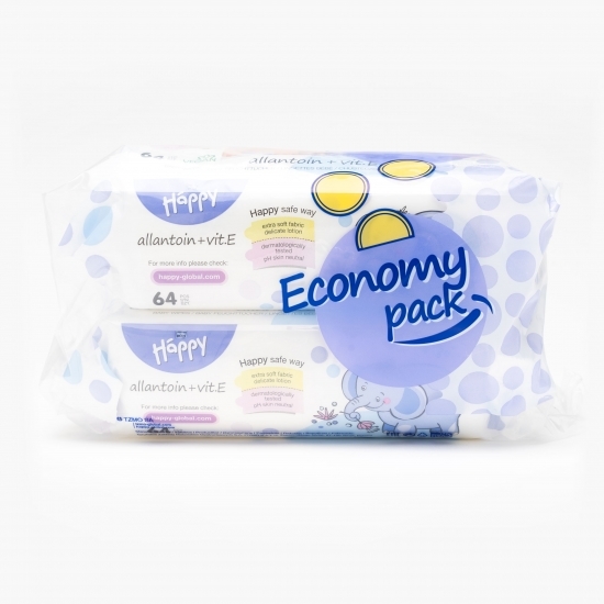 Șervețele umede cu vitamina E și alantoină pentru bebeluși 2x64buc