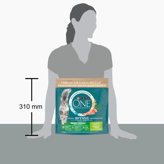 Hrană uscată pentru pisici adulte, 1.5kg, One Indoor cu curcan și cereale integrale