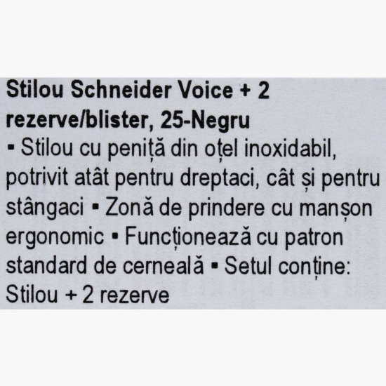 Stilou Voice alb-negru +2 rezerve cerneală