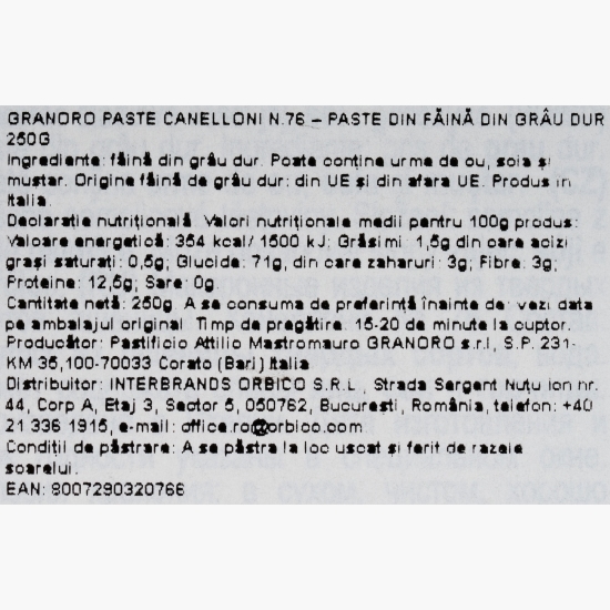 Paste Cannelloni di semola N.76 250g