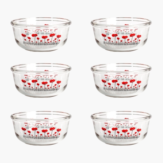 Set 6 boluri sticla Eljado, 700ml, decor maci