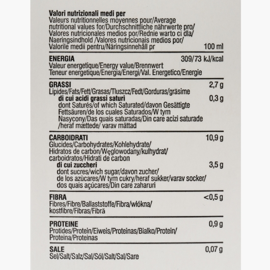 Băutură vegetală eco din 8% migdale siciliene și sirop de agave (fără zahăr) 1l