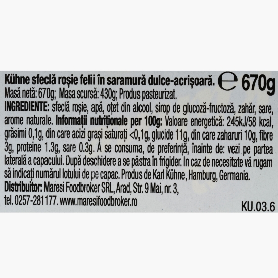 Sfeclă roșie, felii 720ml