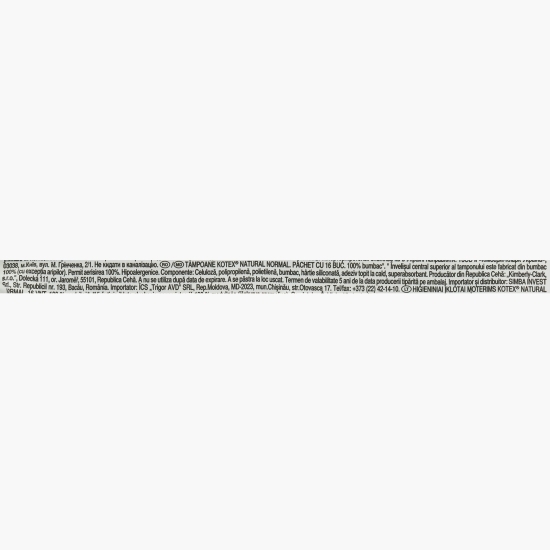 Tampoane absorbante Natural Normal 16 buc