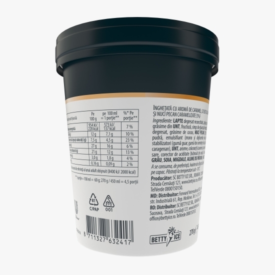 Înghețată cu aromă de vanilie, sos de caramel și nuci pecan caramelizate, 450ml (270g)