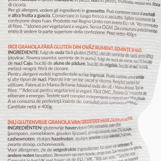 Granola fără gluten nuci și semințe 400g