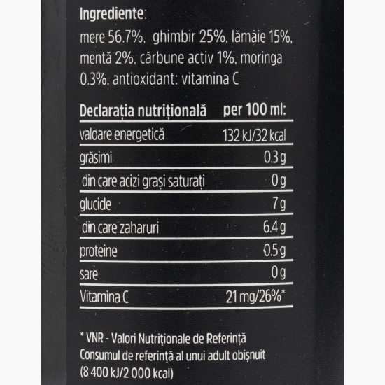 Shot cu moringa, cărbune activ și ghimbir 125ml