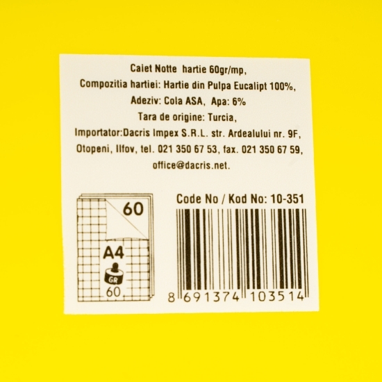 Caiet matematică Trend, A4, copertă PP, capsat, 60 file, 60 g/mp, diverse culori