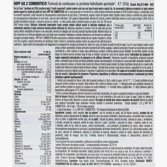 Formulă de lapte praf HA 2, +6 luni, 350g 